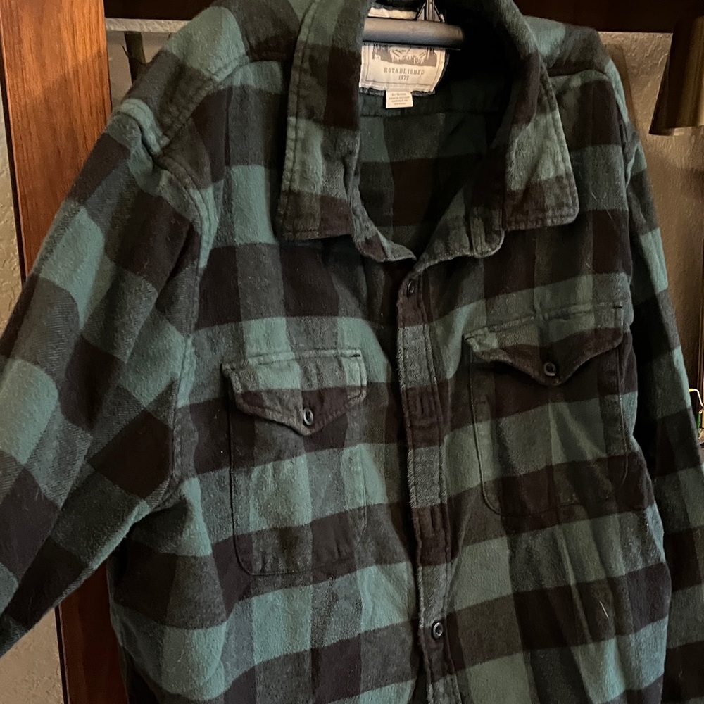 American Eagle Outfitters Black & Teal Plaid Shirt Jacket - Picture 3 of 7